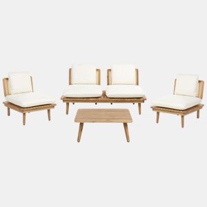 Conjunto de jardim com mesa 4 lugares ACCADIA Madeira de Acácia certificada Creme claro