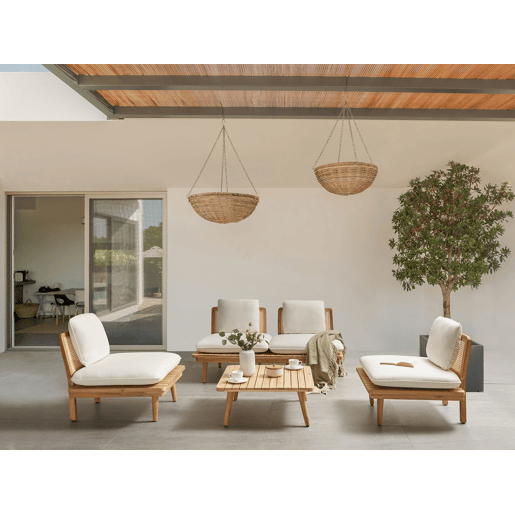 Conjunto de jardim com mesa 4 lugares ACCADIA Madeira de Acácia certificada Creme claro
