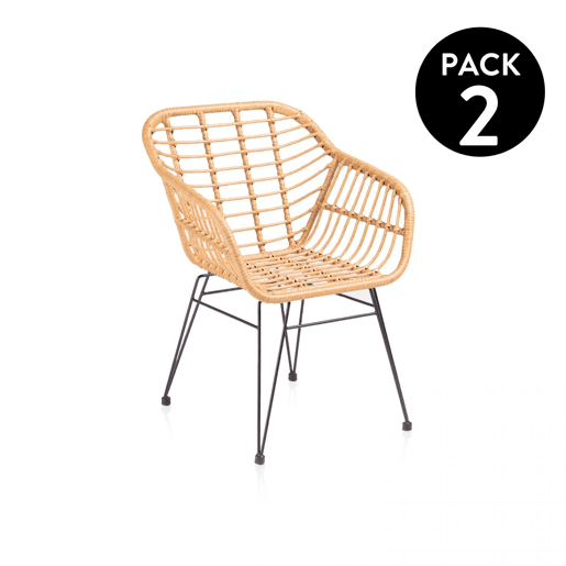 Conjunto de 2 cadeiras de exterior Zaza Rattan 61 x 82 x 56 cm