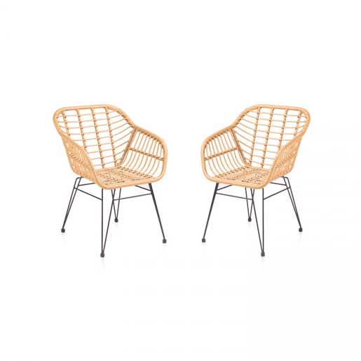 Conjunto de 2 cadeiras de exterior Zaza Rattan 61 x 82 x 56 cm