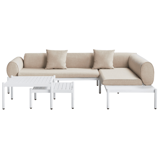 Conjunto de sofás de jardim de canto 5 lugares RASIGLIA à esquerda Metal Creme