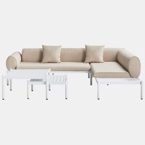 Conjunto de sofás de jardim de canto 5 lugares RASIGLIA à esquerda Metal Creme