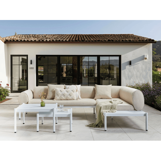 Conjunto de sofás de jardim de canto 5 lugares RASIGLIA à esquerda Metal Creme