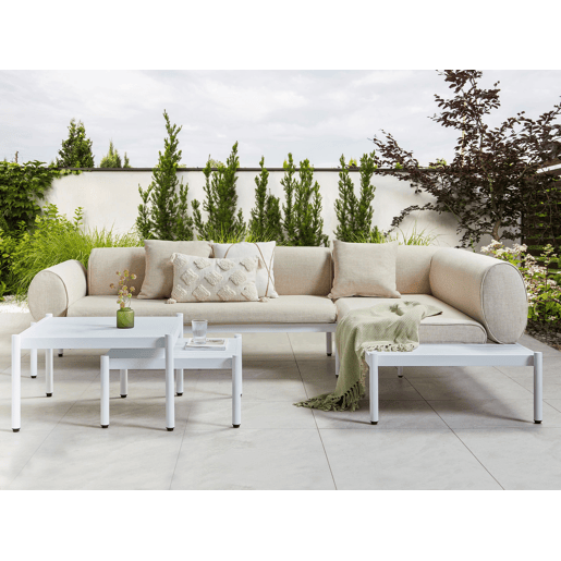 Conjunto de sofás de jardim de canto 5 lugares RASIGLIA à esquerda Metal Creme