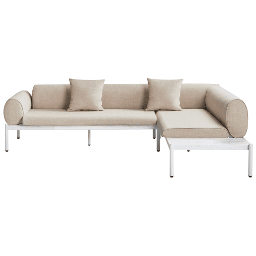 Conjunto de sofás de jardim de canto 5 lugares RASIGLIA à esquerda Metal Creme