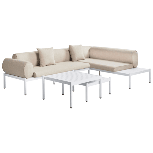 Conjunto de sofás de jardim de canto 5 lugares RASIGLIA à esquerda Metal Creme
