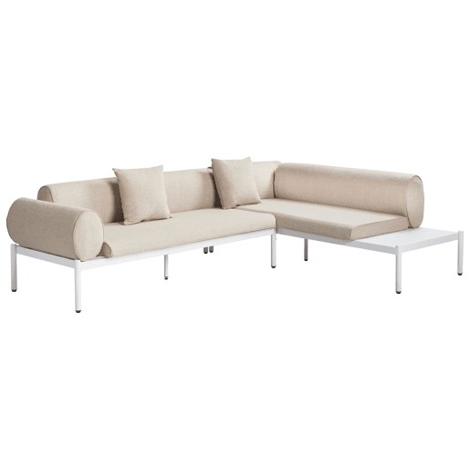 Conjunto de sofás de jardim de canto 5 lugares RASIGLIA à esquerda Metal Creme