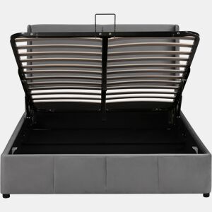 Cama para arrumação estofada 140x200cm em veludo - cama para arrumação com estrado de ripas - Cinzento