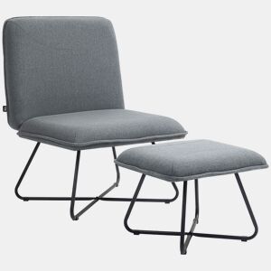 HOMCOM Poltrona Sala de Estar com Apoio para os Pés Poltrona Relax sem Apoio para os Braços com Pés de Aço em Forma de Cruz para Sala de Estar Dormitório Cinza Escuro