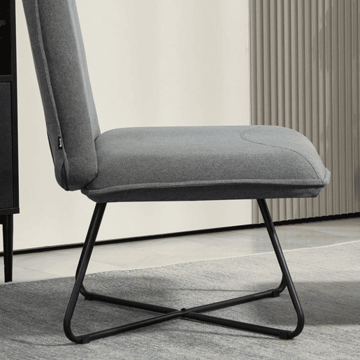 HOMCOM Poltrona Sala de Estar com Apoio para os Pés Poltrona Relax sem Apoio para os Braços com Pés de Aço em Forma de Cruz para Sala de Estar Dormitório Cinza Escuro