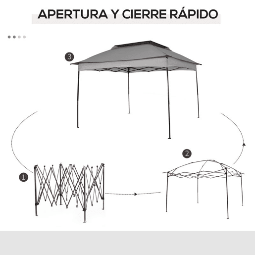 Outsunny Tenda Dobrável Exterior 325x325x270 cm Tenda de Jardim com Teto Duplo Rede Mosquiteira Amovível e Bolsa de Transporte para Jardim Pátio Cinzento