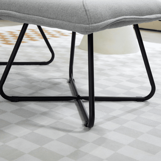 HOMCOM Poltrona Sala de Estar com Apoio para os Pés Poltrona Relax sem Apoio para os Braços com Pés de Aço em Forma de Cruz para Sala de Estar Dormitório Cinza Claro