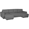 Sofá-Cama Chaise Longue BUDWING Jordan Cinzento - 5 Lugares - 317x157x91 cm