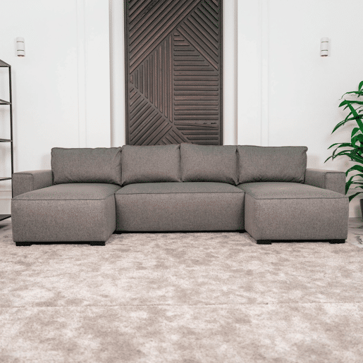 Sofá-Cama Chaise Longue BUDWING Jordan Cinzento - 5 Lugares - 317x157x91 cm