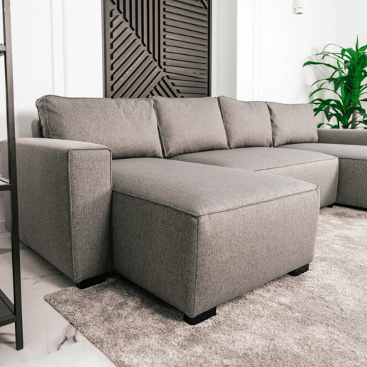 Sofá-Cama Chaise Longue BUDWING Jordan Cinzento - 5 Lugares - 317x157x91 cm