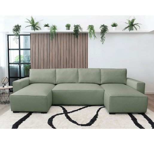 Sofá-Cama Chaise Longue BUDWING Jordan Verde - 5 Lugares - 317x157x91 cm