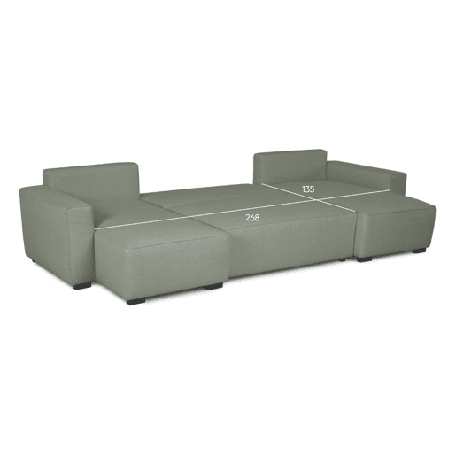 Sofá-Cama Chaise Longue BUDWING Jordan Verde - 5 Lugares - 317x157x91 cm