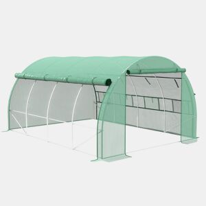 Outsunny Estufa de Túnel de Jardim 397x300x200 cm com Porta Lateriais e Janelas Enroláveis Cobertura de PE 140gm² e Metal Galvanizado para Cultivos de Plantas Verduras Verde