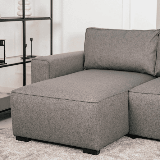 Sofá-Cama Chaise Longue BUDWING Jade Cinzento - 4 Lugares - 239x135x91 cm