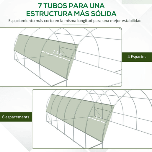 Outsunny Estufa de Túnel de Jardim 597x300x200 cm com Porta Lateriais e Janelas Enroláveis Cobertura de PE 140gm² e Metal Galvanizado para Cultivos de Plantas Verduras Verde