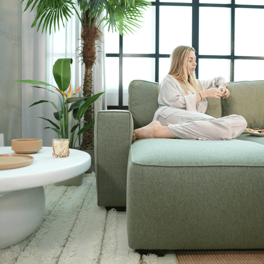 Sofá-Cama Chaise Longue BUDWING Jade Verde - 4 Lugares - 239x135x91 cm