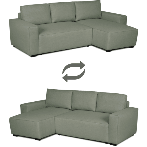 Sofá-Cama Chaise Longue BUDWING Jade Verde - 4 Lugares - 239x135x91 cm