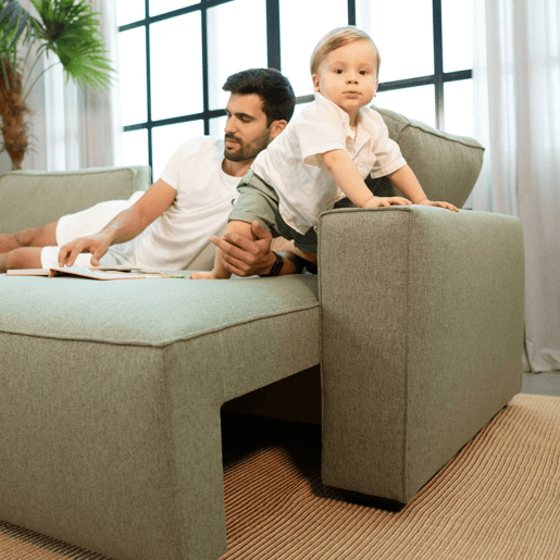 Sofá-Cama Chaise Longue BUDWING Jade Verde - 4 Lugares - 239x135x91 cm