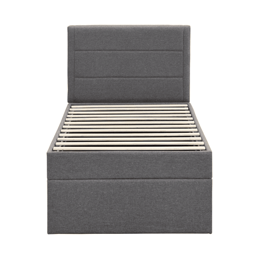 Cama articulada com estrado de ripas - 90x200 cm - tecido de linho - Cinzento