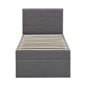 Cama articulada com estrado de ripas - 90x200 cm - tecido de linho - Cinzento