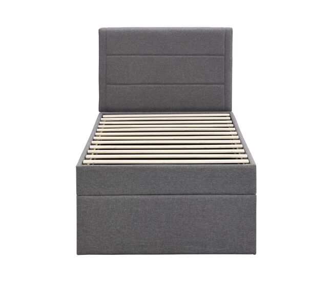 Cama contenedor con somier de láminas - 90x200 cm - tela de lino - gris