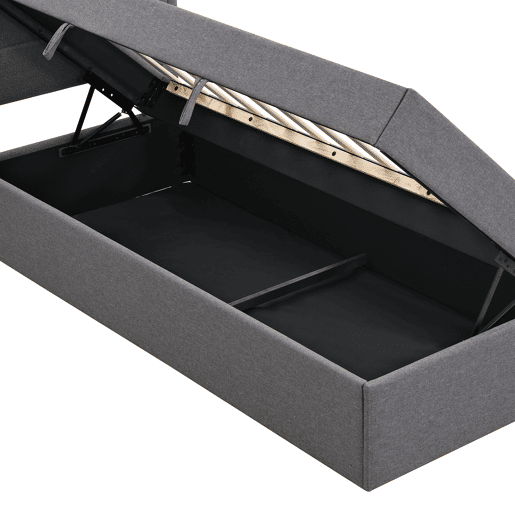 Cama articulada com estrado de ripas - 90x200 cm - tecido de linho - Cinzento