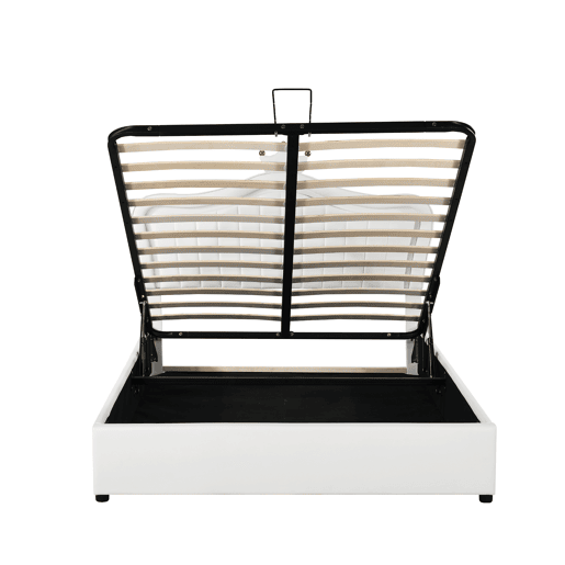 Cama contentora em pele sintética 140x200 cm - com LED e estrado - Branco