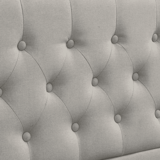 Cama contentora estofada em linho - decorada com rebites - com estrado de ripas - 160x200cm - Cinzento claro