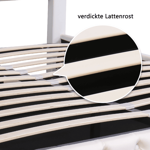 Cama contentora estofada em pele sintética com LED - 160x200 cm - com estrado - Branco