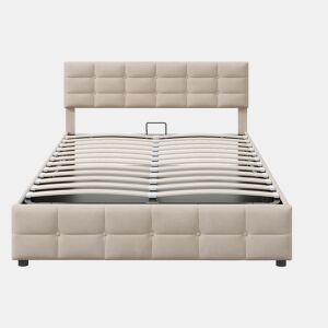 Cama de arrumação em veludo 180x200 cm - com estrado de molas - Bege
