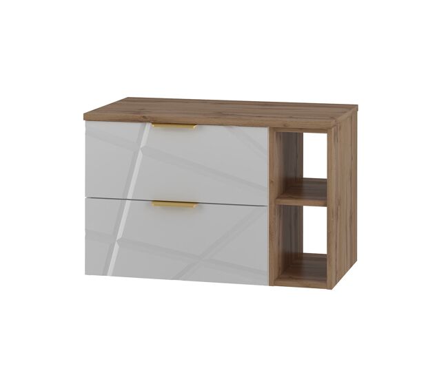 Mueble bajo lavabo 80cm 2 compartimientos encimera aurora blanco y madera