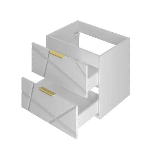 Conjunto móvel lavatório duplo 140cm 2 nichos coluna Aurora Branco e Madeira