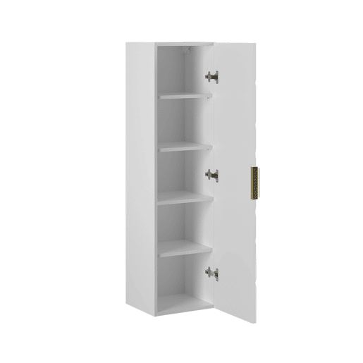 Conjunto móvel lavatório duplo 140cm 2 nichos coluna Aurora Branco e Madeira