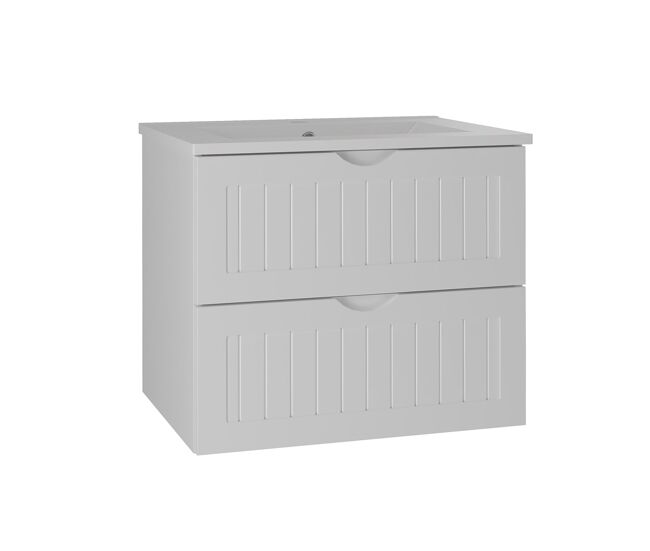 Mueble lavabo individual encastrado 60cm Soline Blanco