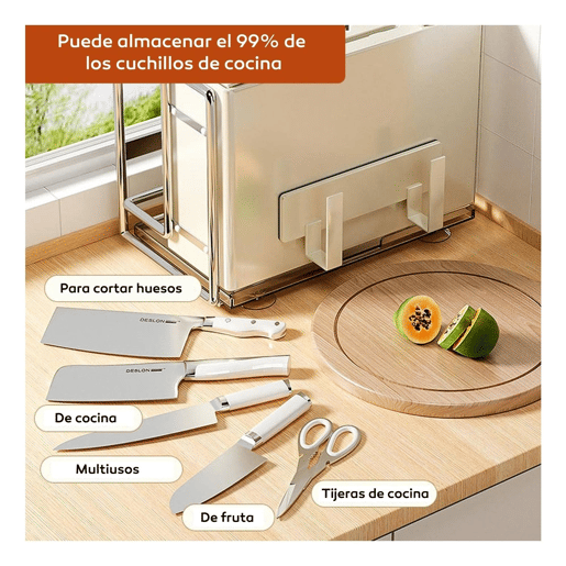 Porta-utensílios de cozinha e tábua de cortar 26x14x24cm