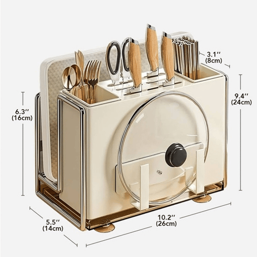 Porta-utensílios de cozinha e tábua de cortar 26x14x24cm