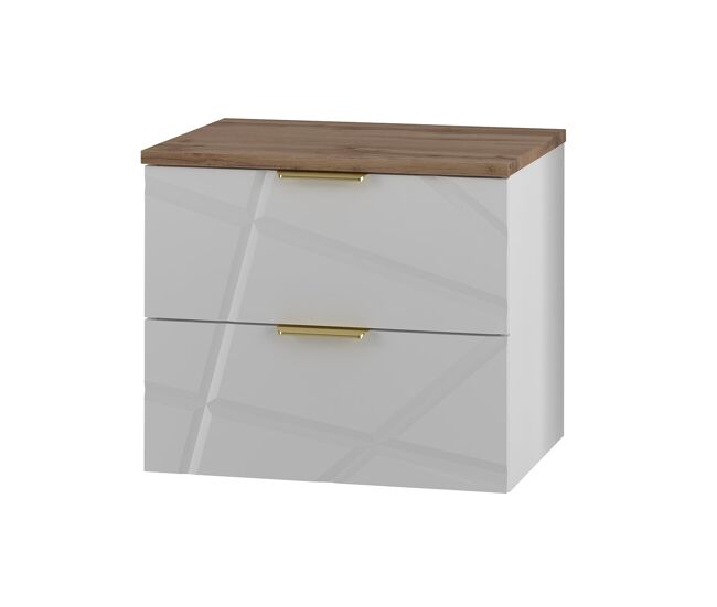 Mueble bajo lavabo 60cm encimera aurora blanco y madera