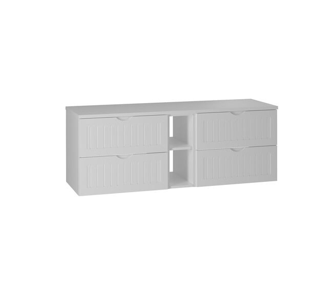 Mueble bajo lavabo 140cm compartimiento encimera Soline Blanco