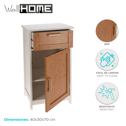 WELL HOME - Armário em MDF cor bambu Alt.70cm
