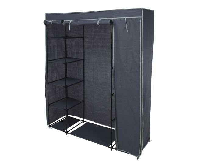 Well home - armario de almacenaje camping con estantes color gris 141x45x167cm