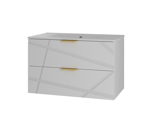Mueble lavabo individual encastrado 80cm aurora blanco