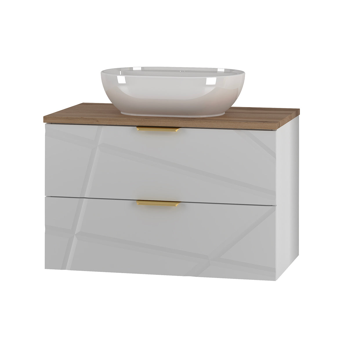 Mueble lavabo individual 80cm aurora blanco y madera