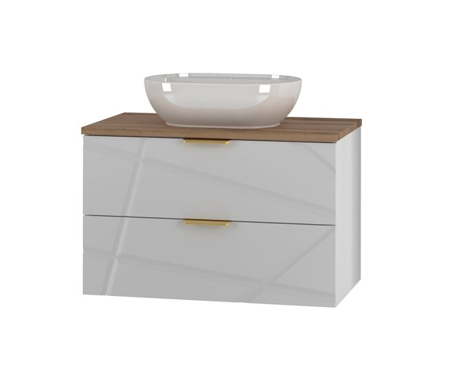 Mueble lavabo individual 80cm aurora blanco y madera