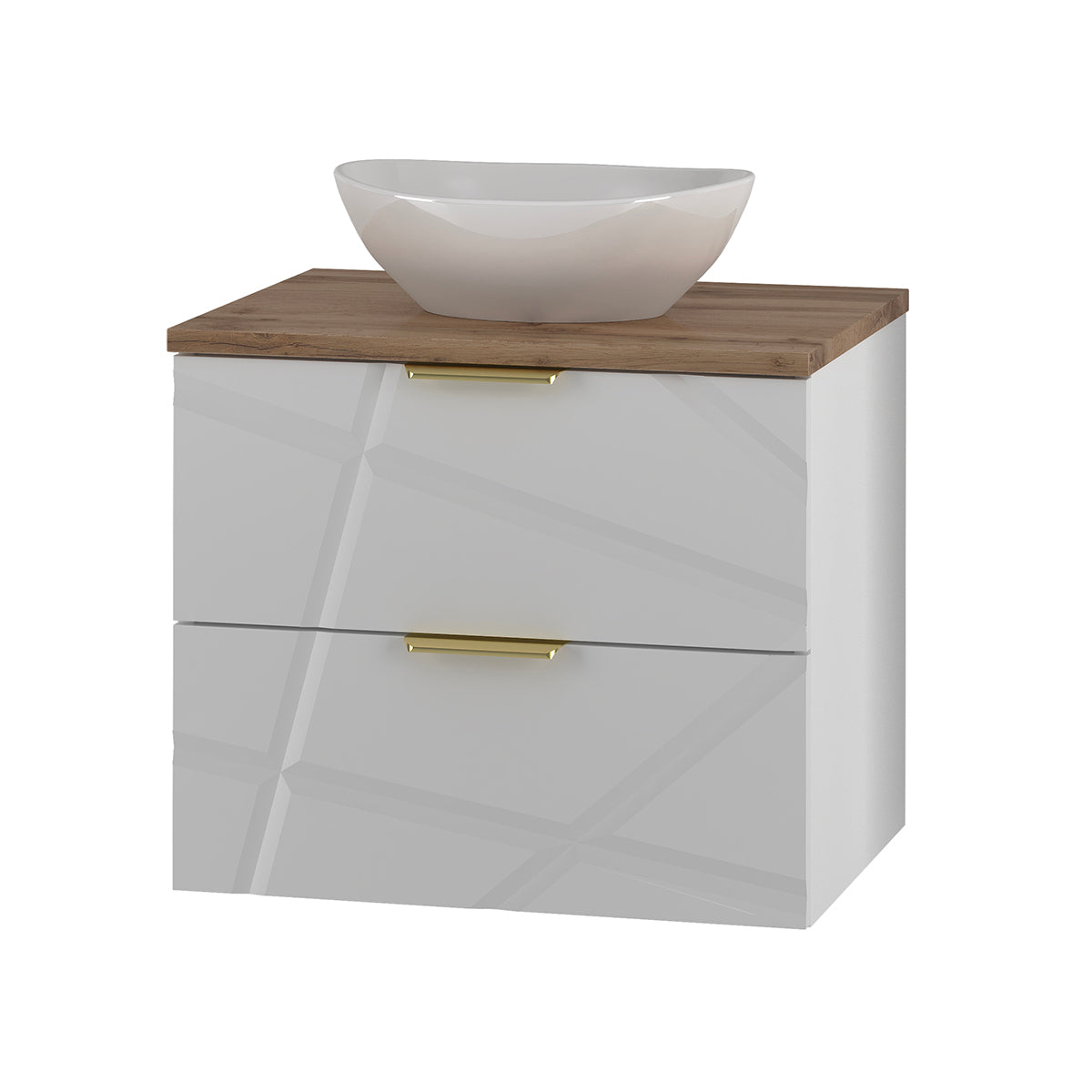Mueble lavabo individual 60cm aurora blanco y madera