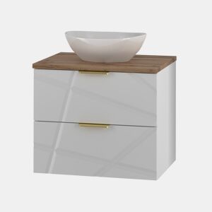 Móvel lavatório simples 60cm Aurora Branco e Madeira